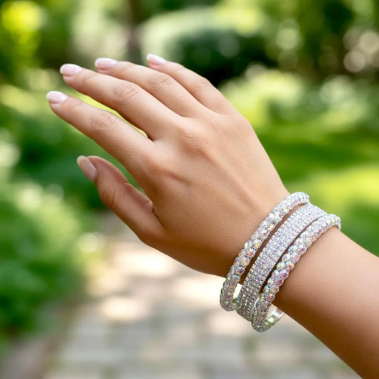 Gold Plated Crystal Kara Bangle