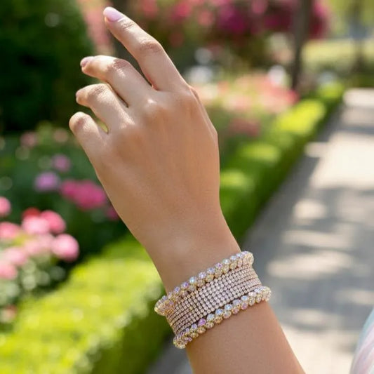 Gold Plated Crystal Kara Bangle