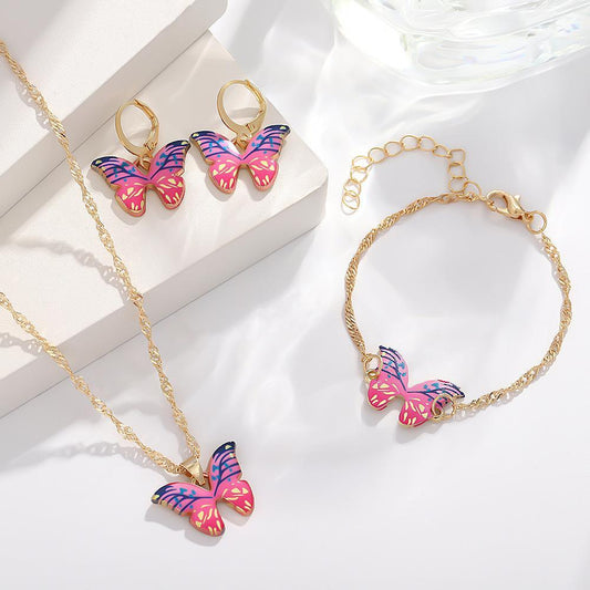 3 Pcs Gold Plated Necklace And Bracelet Set