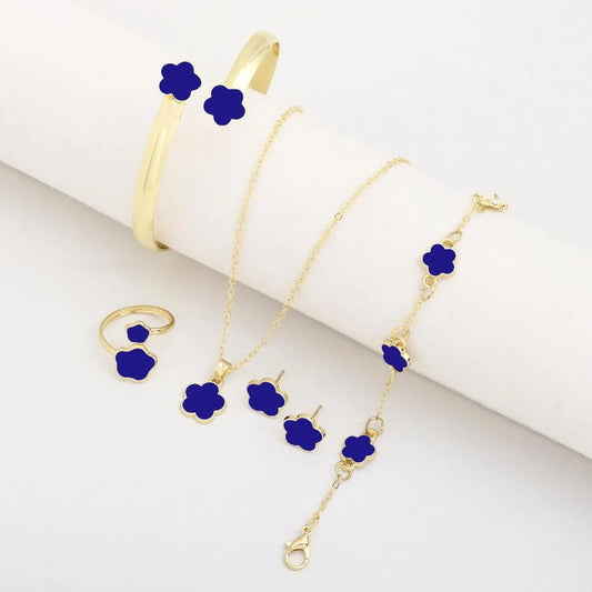 Flower Design Resin Plating Resin Necklace And Bracelet Set