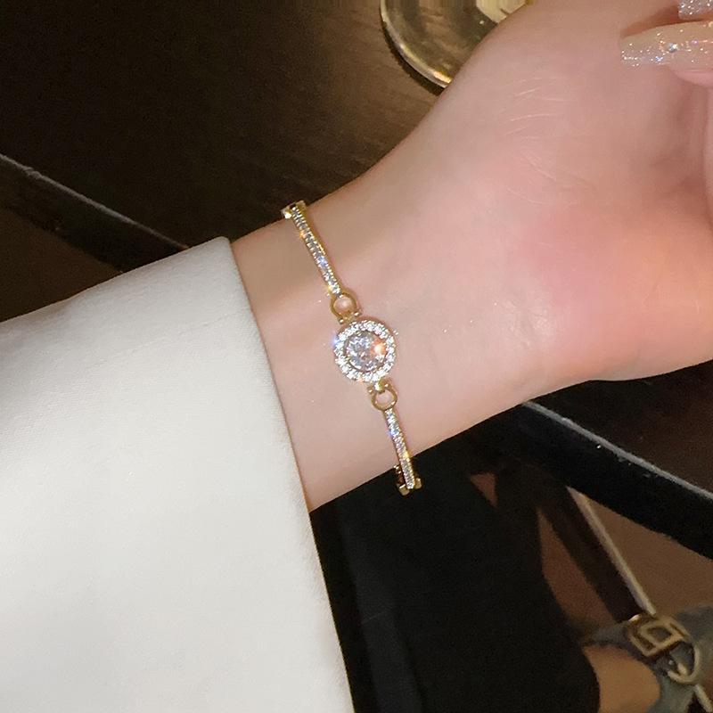 1 Pc Silver Plated Rhinestone Chain Bracelet