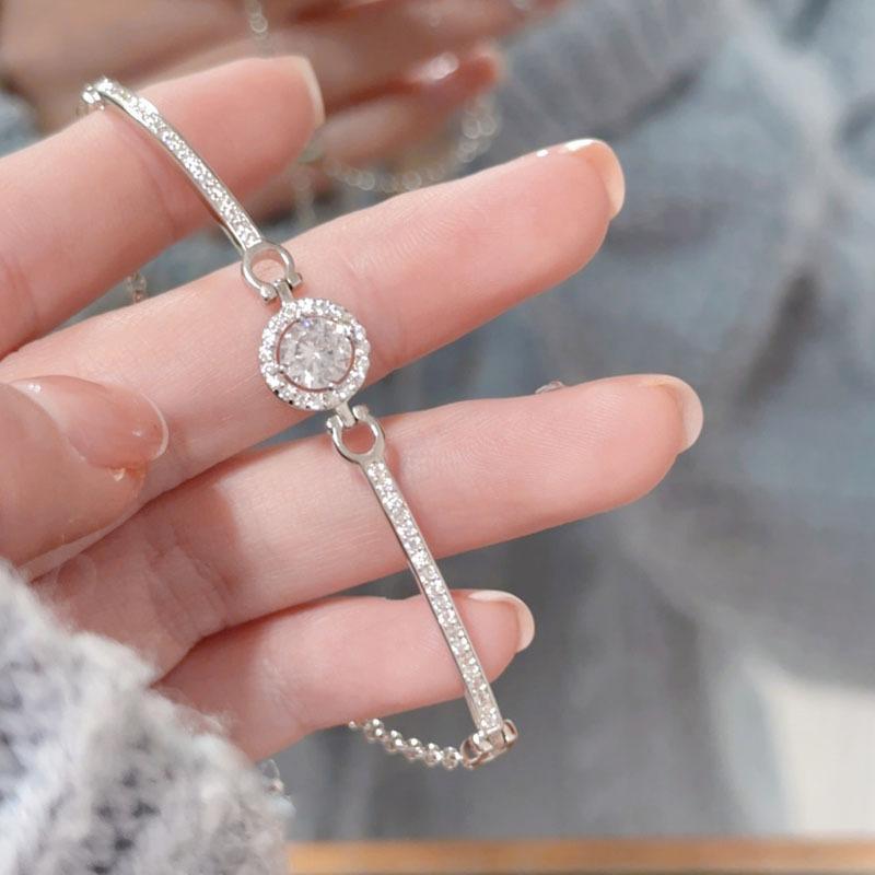 1 Pc Silver Plated Rhinestone Chain Bracelet