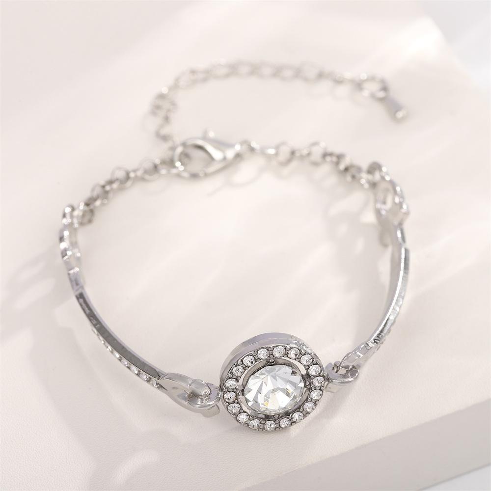 1 Pc Silver Plated Rhinestone Chain Bracelet