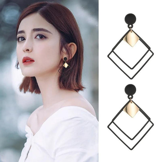Stylish Square Design Earrings for  Black